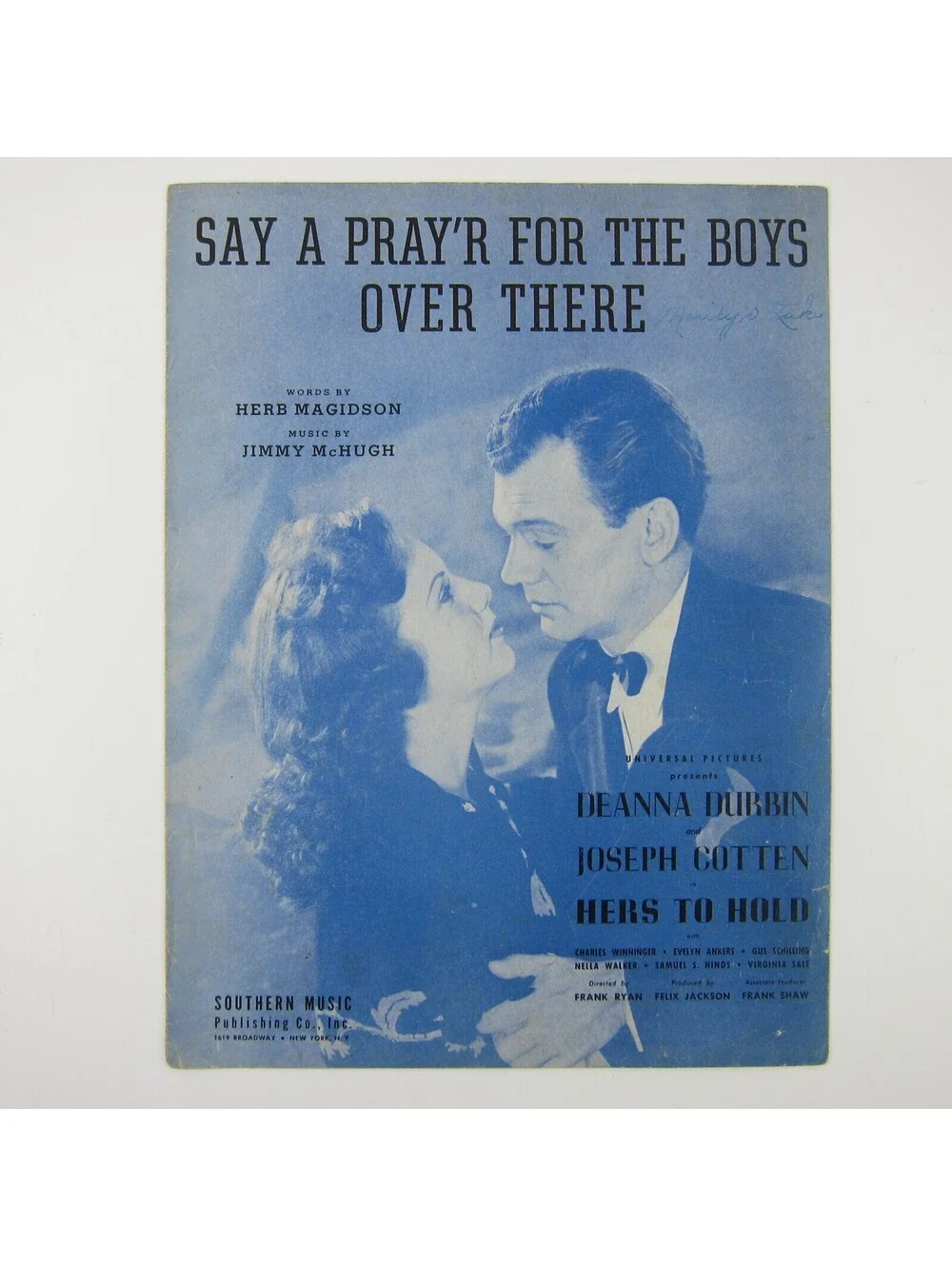 Sheet Music Say A Prayer For The Boys Over There Deanna Durbin Vintage 1943